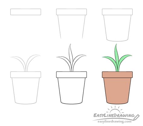 盆栽畫法|兒童簡筆畫一盆植物 How to Draw a Plant in Pot ...